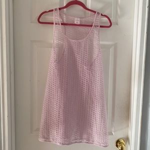 New powder pink netted beach cover up-smoke free home
